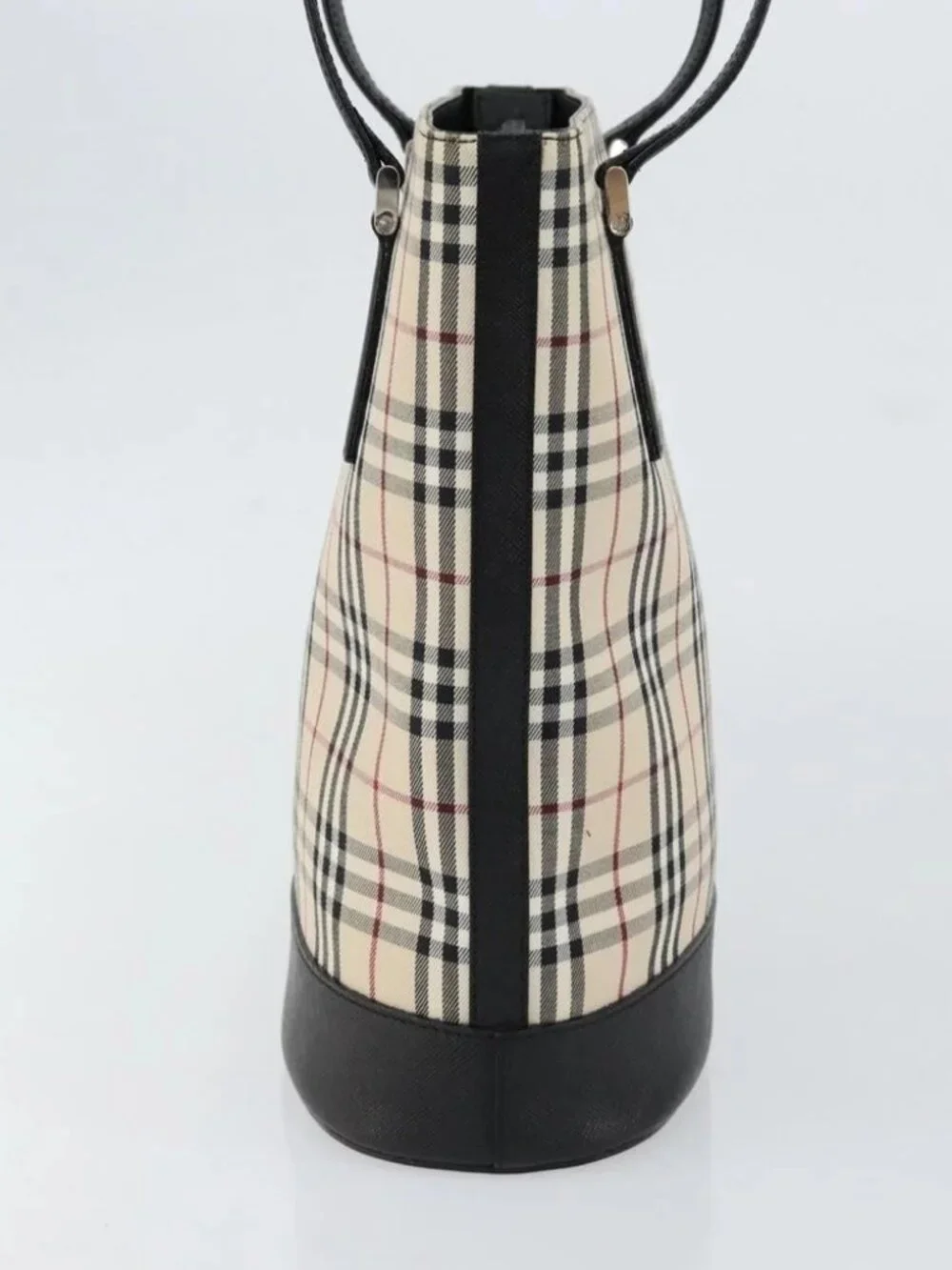 BURBERRY Nova Check Hand Bag Canvas Beige Silver Auth 154458 - Picture 5 of 16